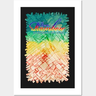 Rainbow typograph with Cracked out Glass abstract background Posters and Art